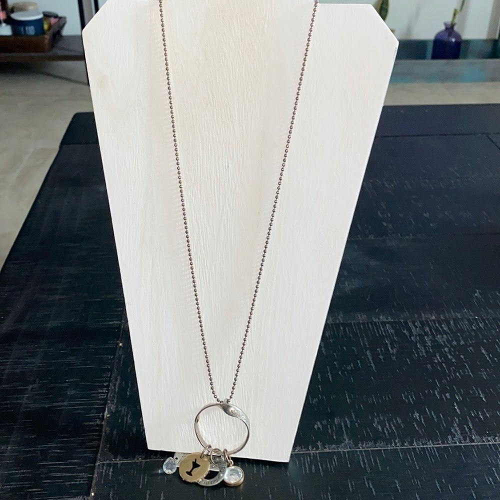 Chico’s Silver & Rustic Gold Long Bead Charm Celebrate Necklace Sparkle Glitz - Picture 8 of 8